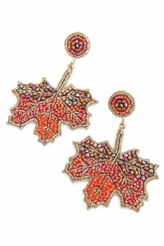 My Doris Earrings Beaded Autumn Leaf Earrings