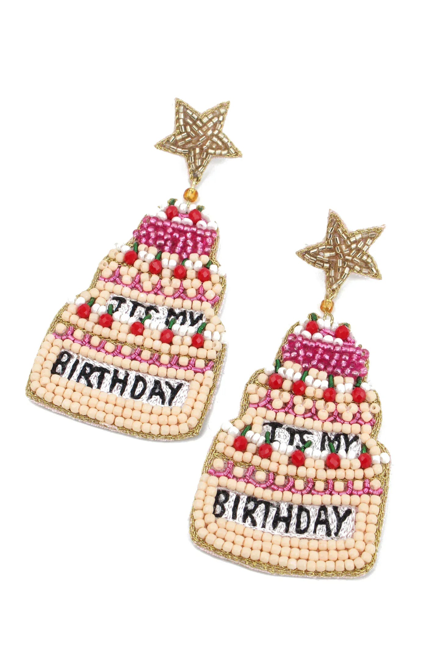 My Doris Earrings Beaded Double Birthday Cake Earrings