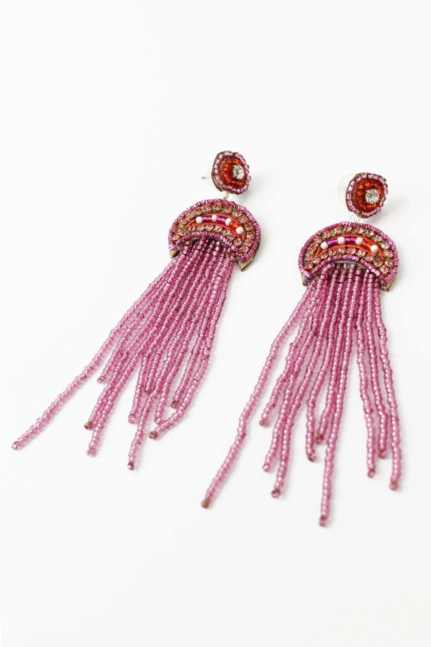My Doris Earrings Beaded Pink Jellyfish Drops