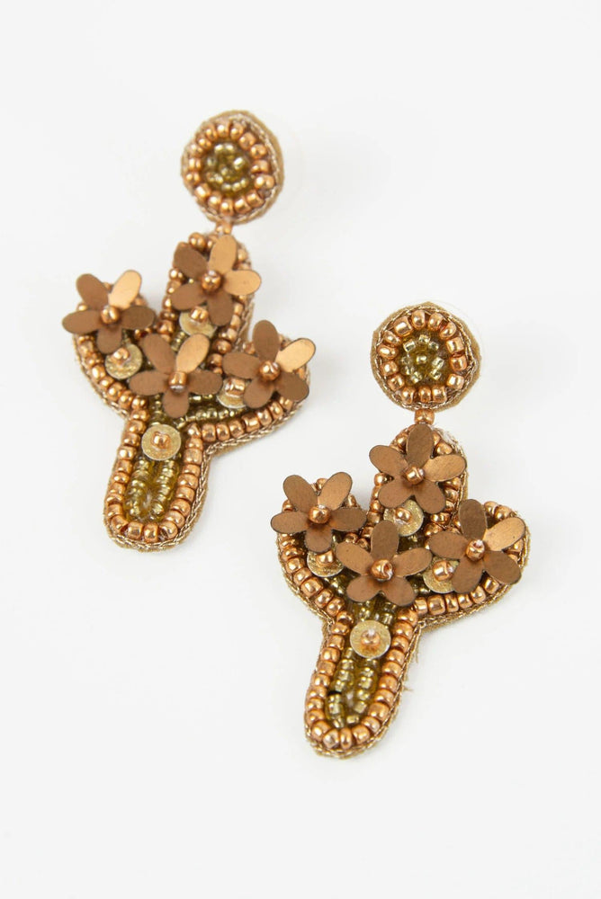 Beaded small Gold Cactus Drops