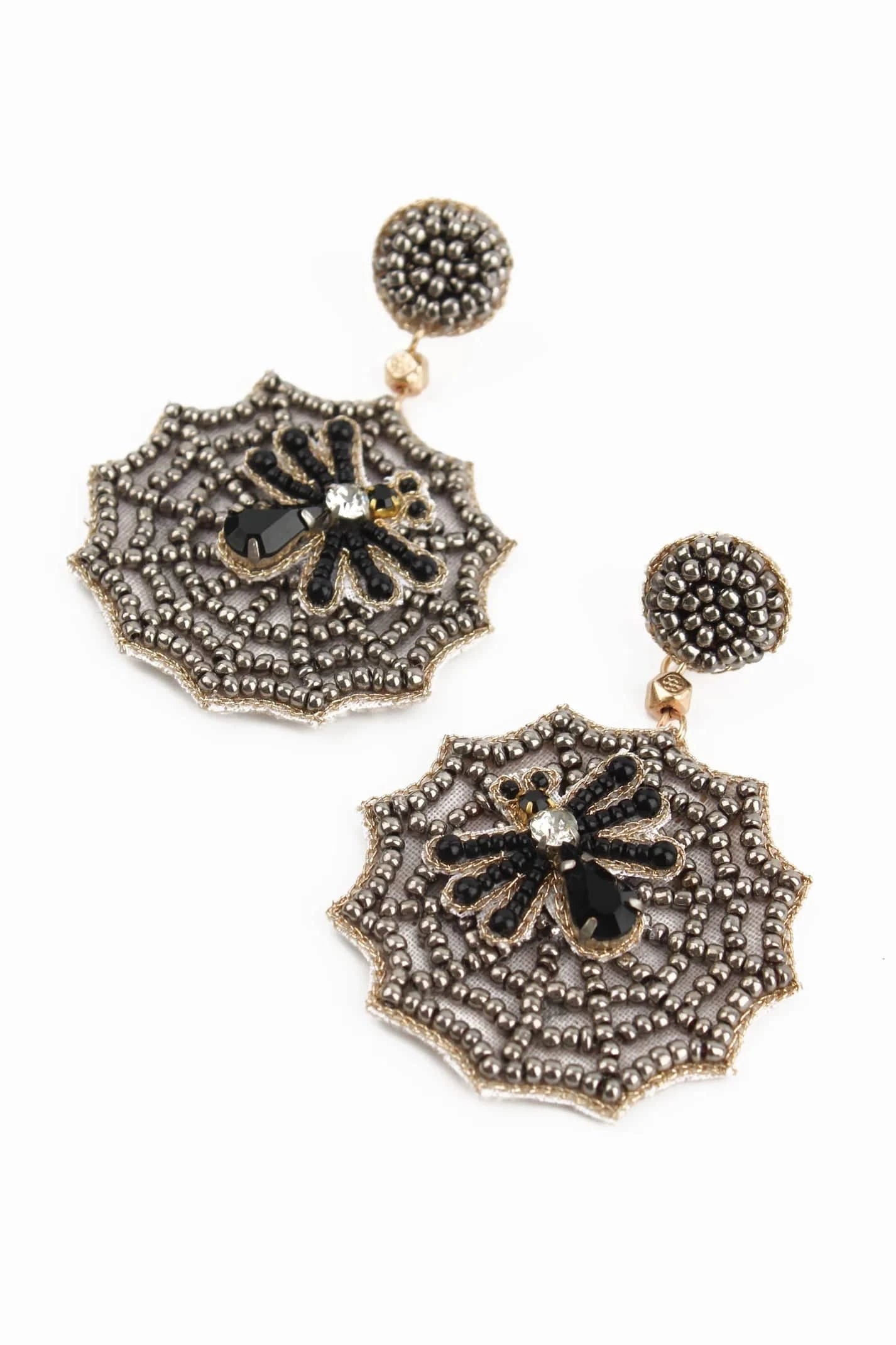 My Doris Earrings Beaded Spider On Web Earrings