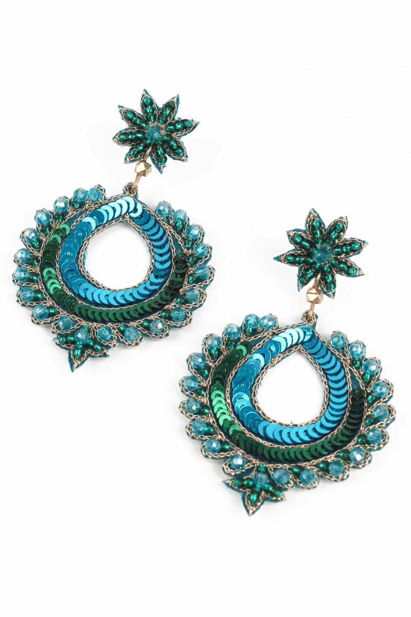 My Doris Earrings Blue Peacock Round Earrings