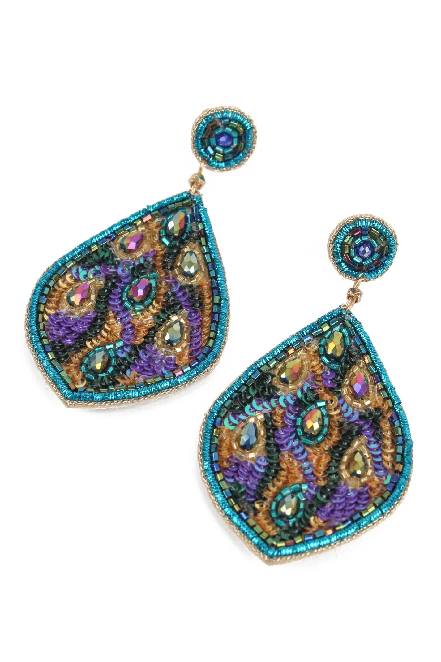 My Doris Earrings Blue Peacock Teardrop Earrings