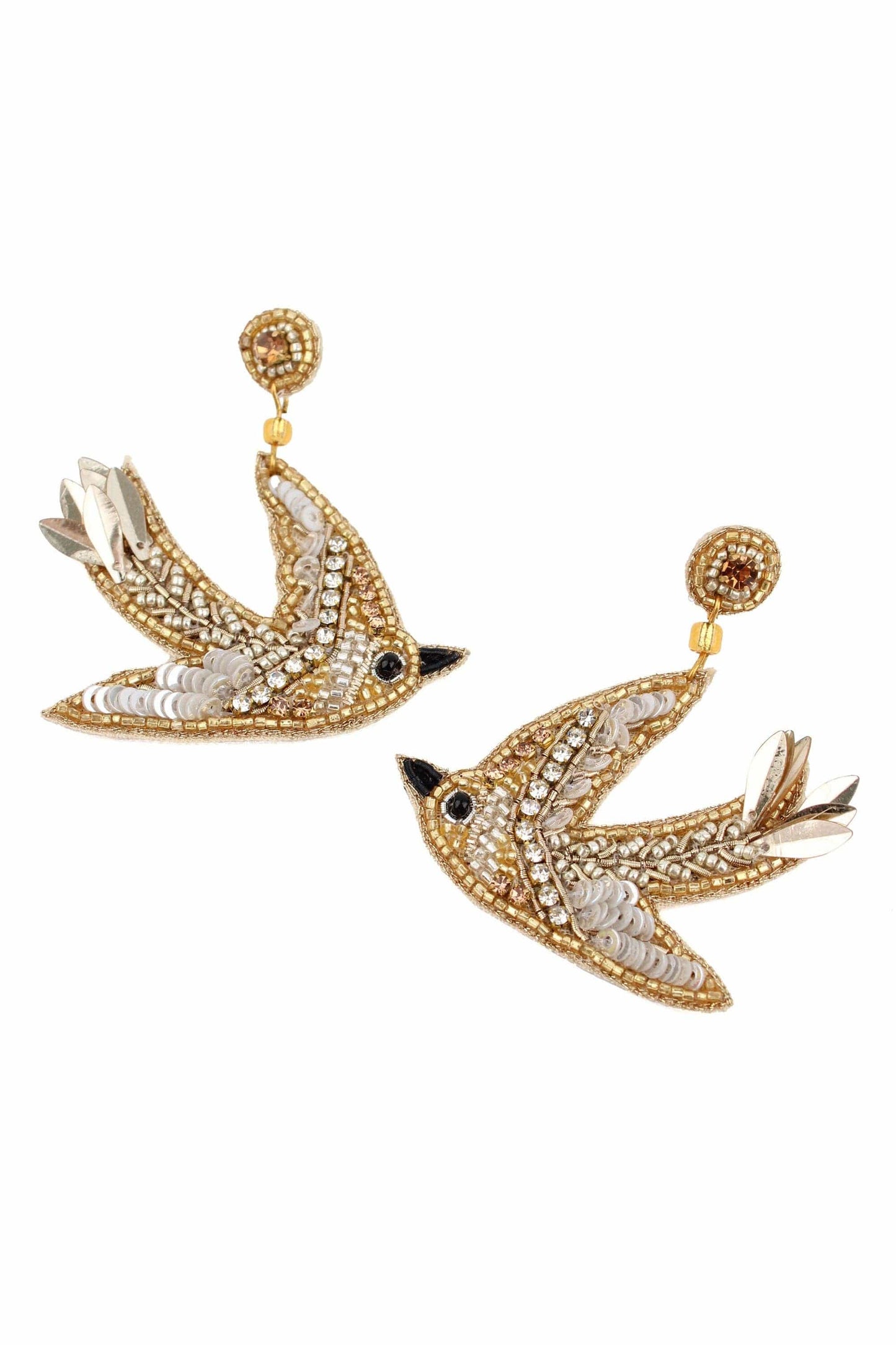 My Doris Earrings CLASSIC MY DORIS GOLD AND SILVER BIRD BEADED EARRINGS