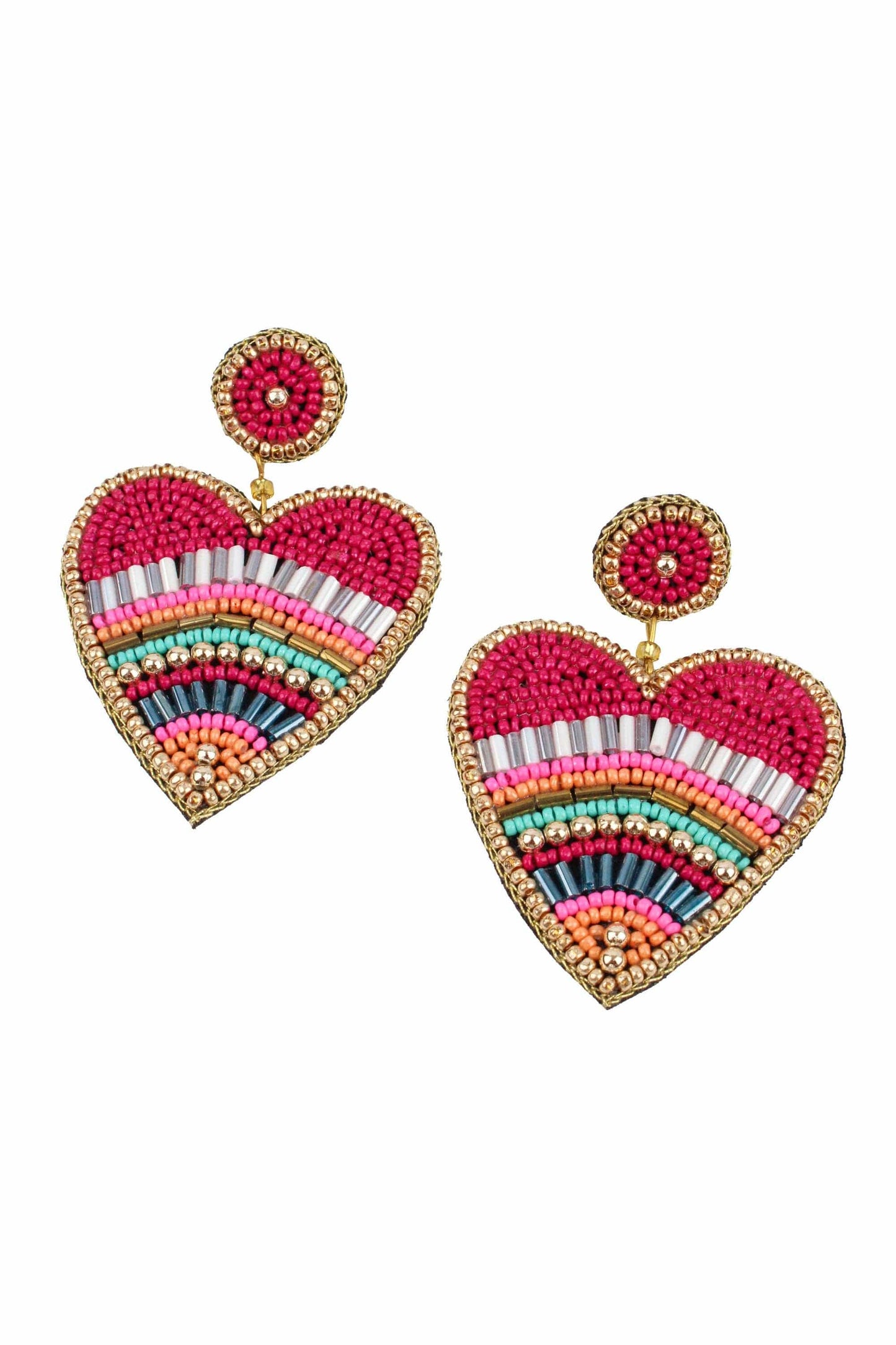 My Doris Earrings DARK PINK MULTI HEART BEADED EARRINGS