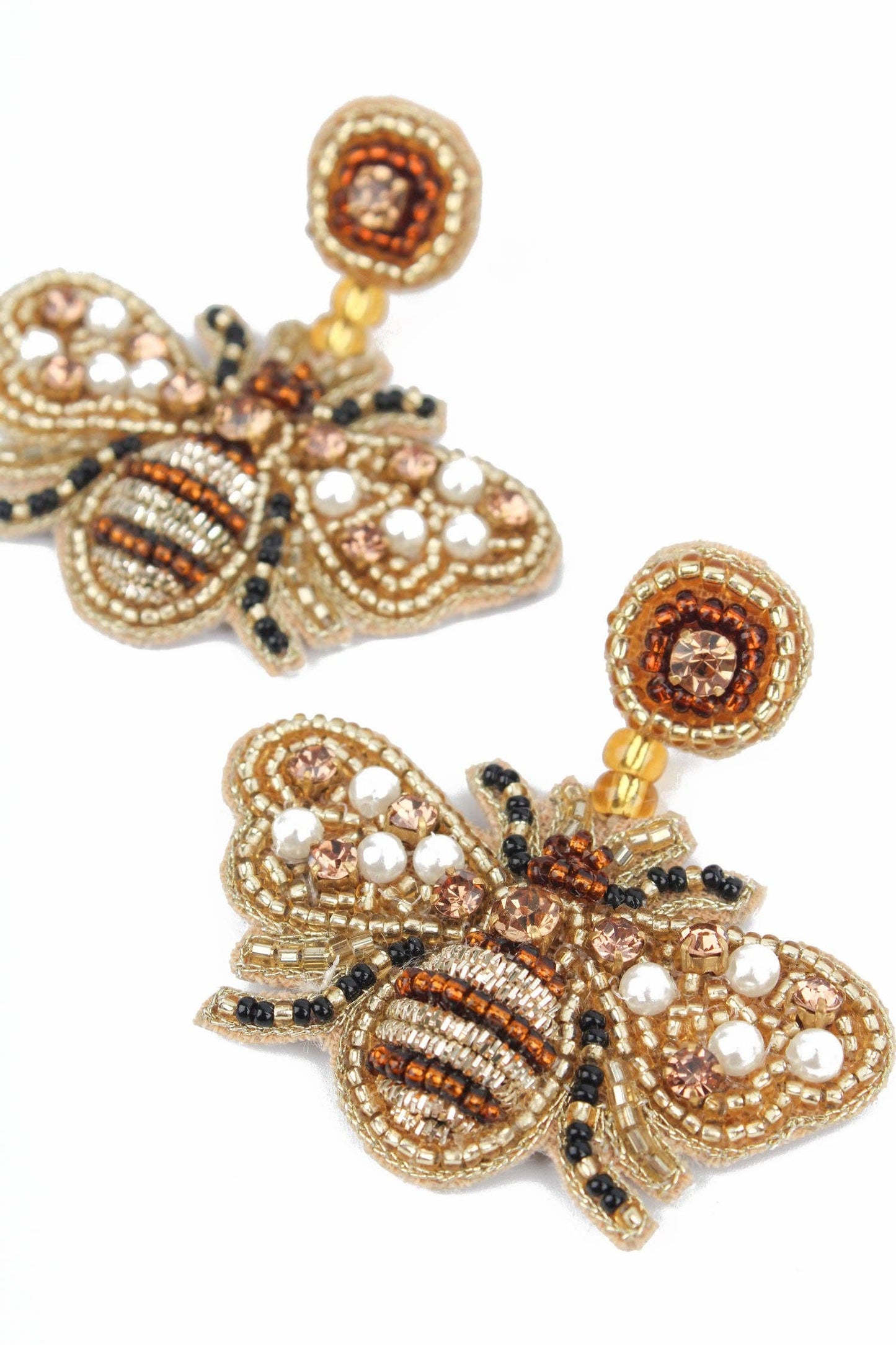 My Doris Earrings GOLD BEADED BEE DROPS