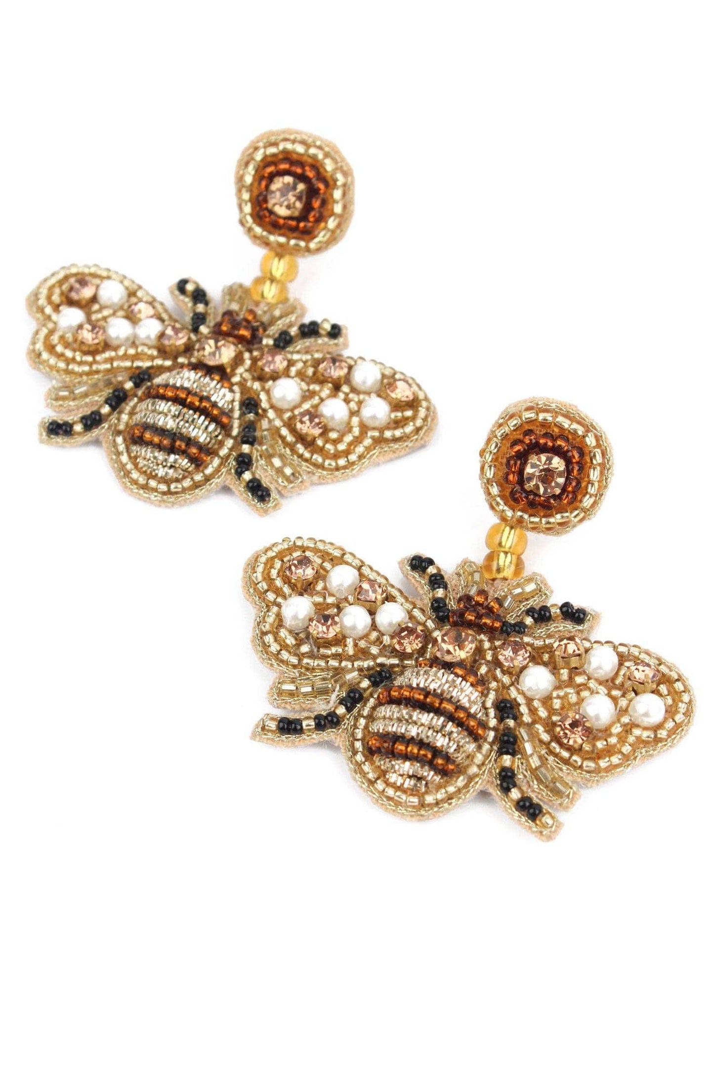 My Doris Earrings GOLD BEADED BEE DROPS