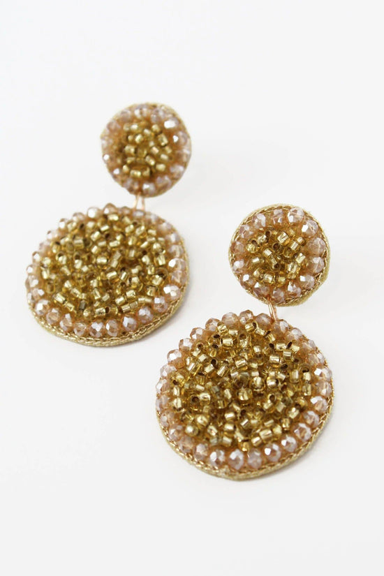 My Doris Earrings Gold Beaded Glitter Ball Drop Earrings