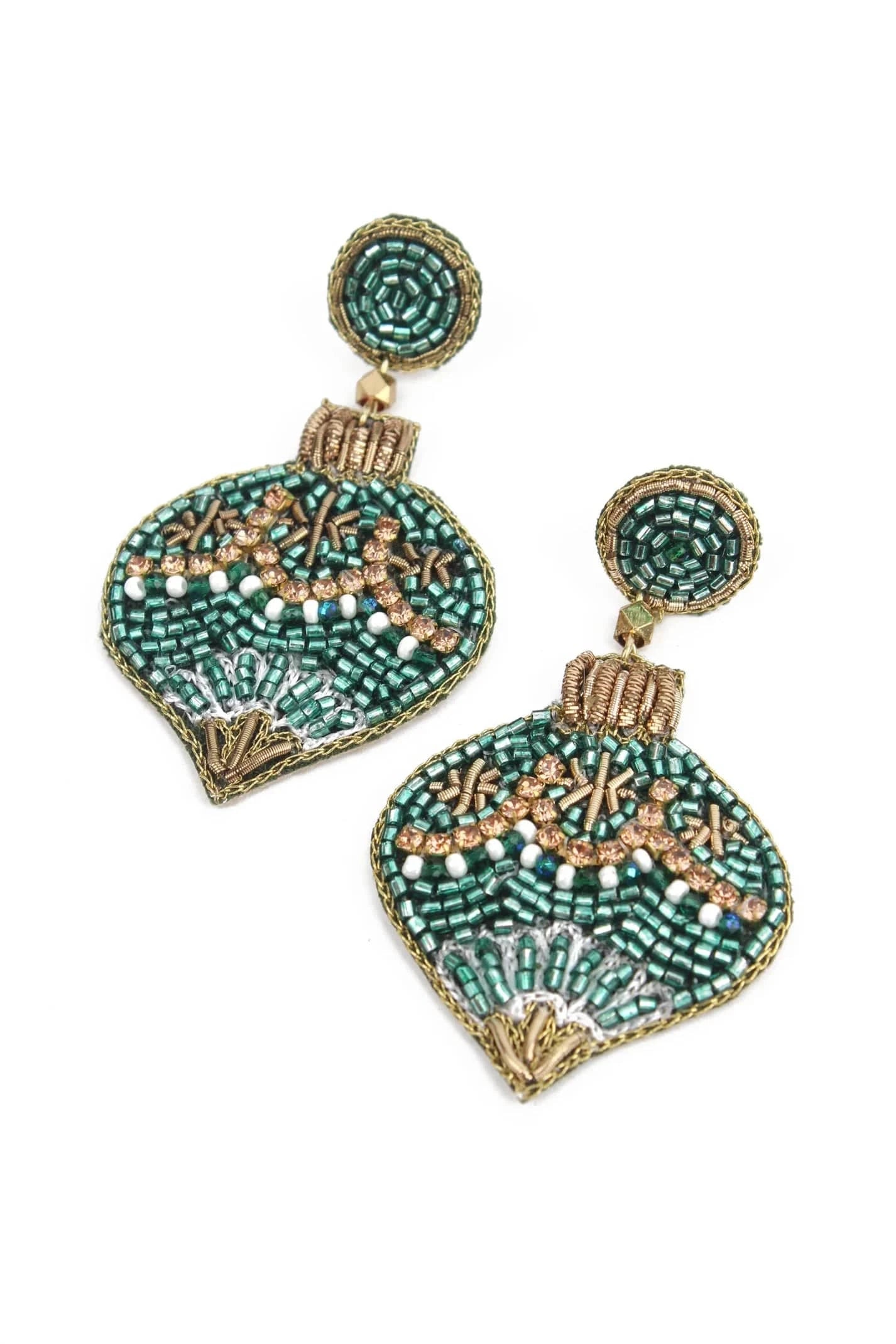 My Doris Earrings Green Gold Bauble Earrings
