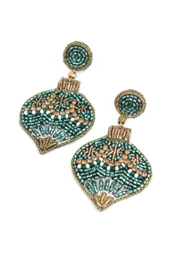 My Doris Earrings Green Gold Bauble Earrings