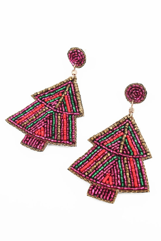 My Doris Earrings Multi Stripe Christmas Tree Earrings