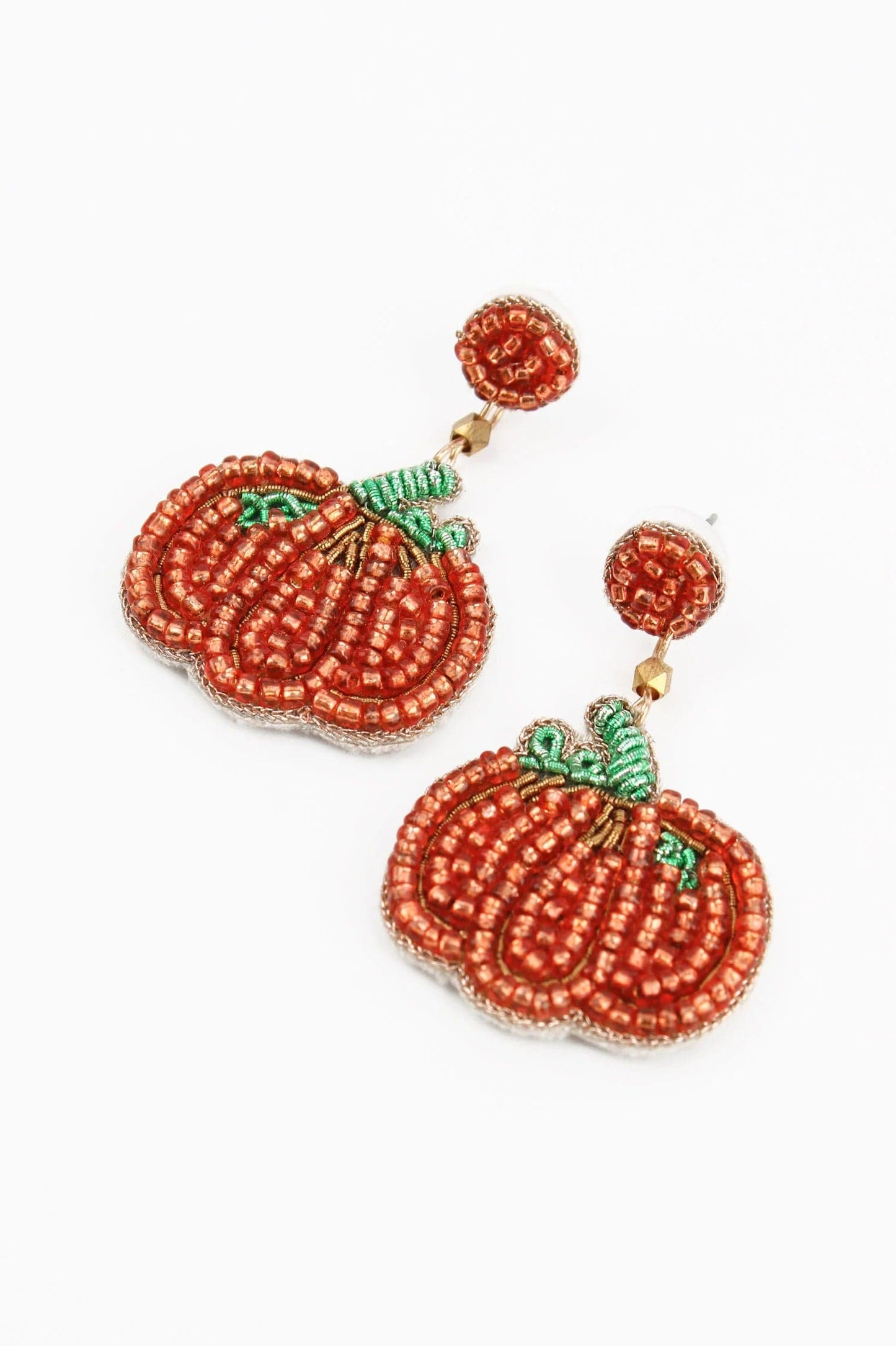 My Doris Earrings Orange Beaded Pumpkin Drop Earrings