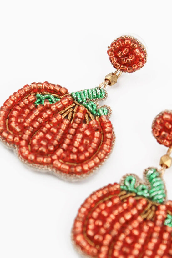 My Doris Earrings Orange Beaded Pumpkin Drop Earrings