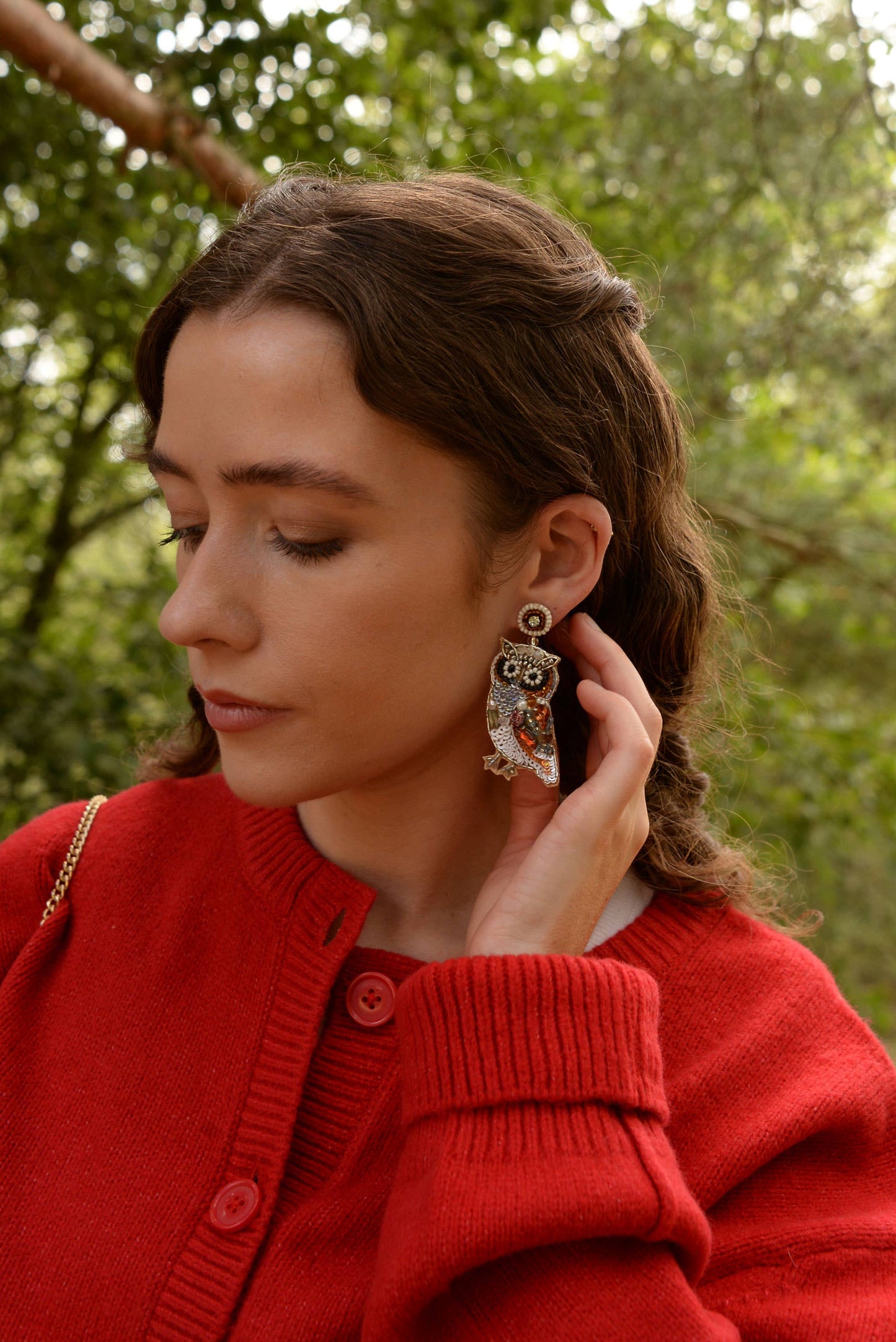 My Doris Earrings OWL BEADED DROP EARRINGS
