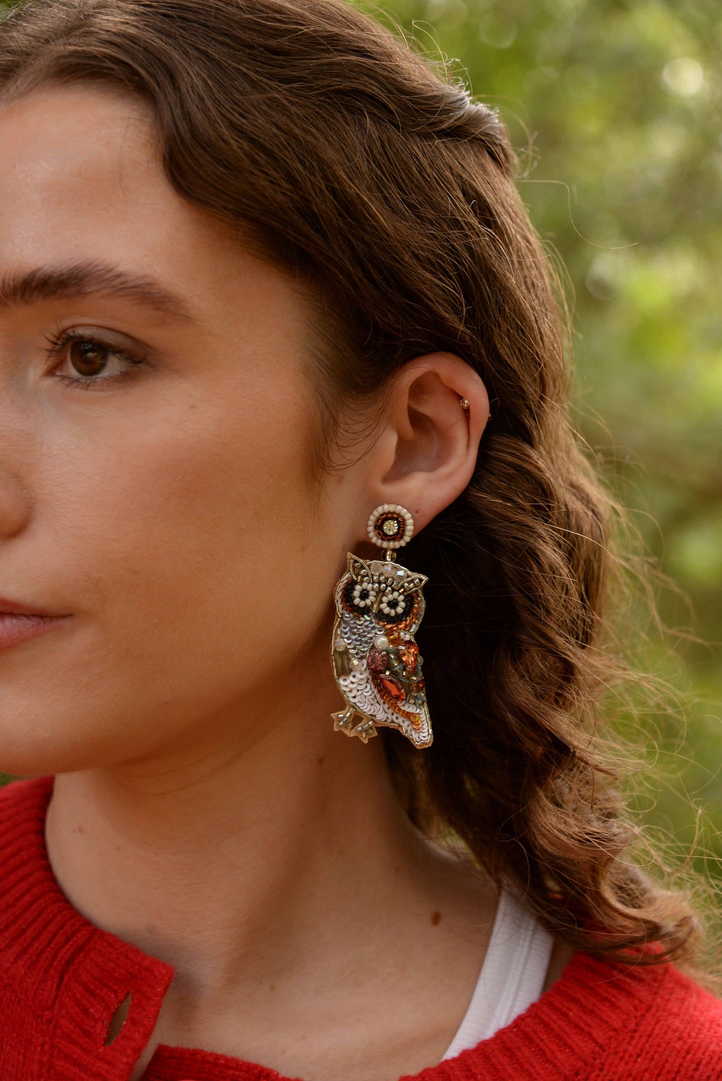 My Doris Earrings OWL BEADED DROP EARRINGS
