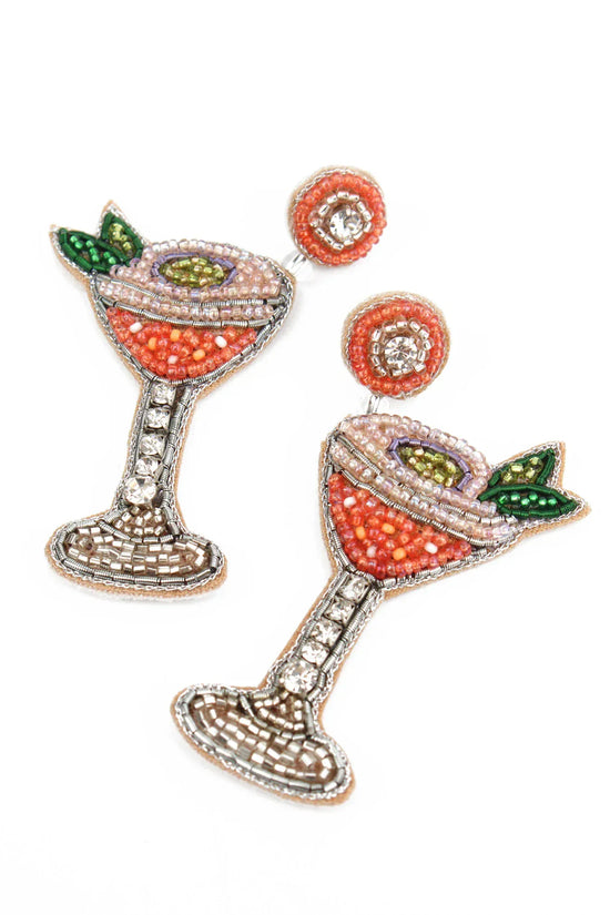 My Doris Earrings PASSIONFRUIT MARTINI COCKTAIL BEADED EARRINGS