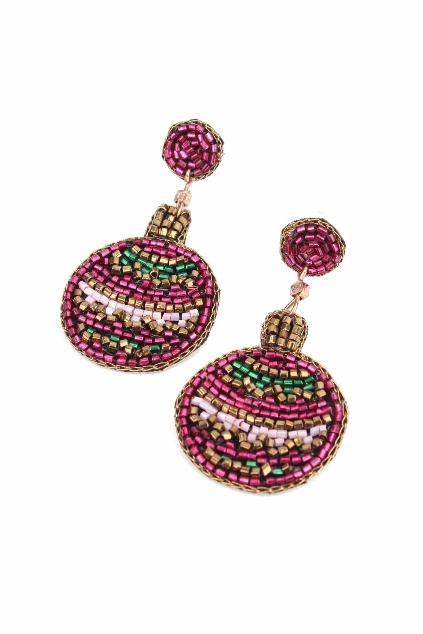 My Doris Earrings Pink & Green Bauble Earrings