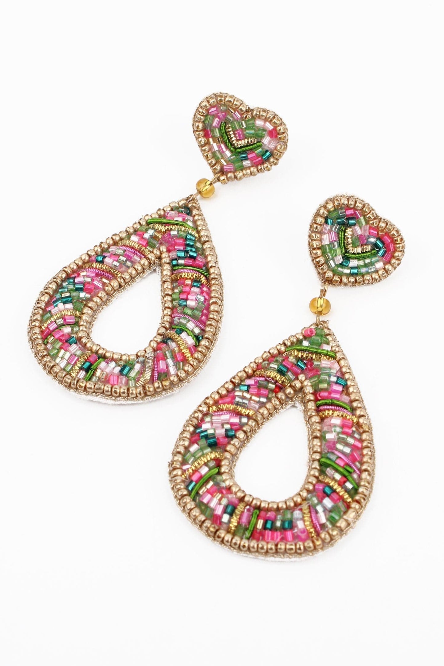 My Doris Earrings Rainbow Teardrop Heart Beaded Earrings