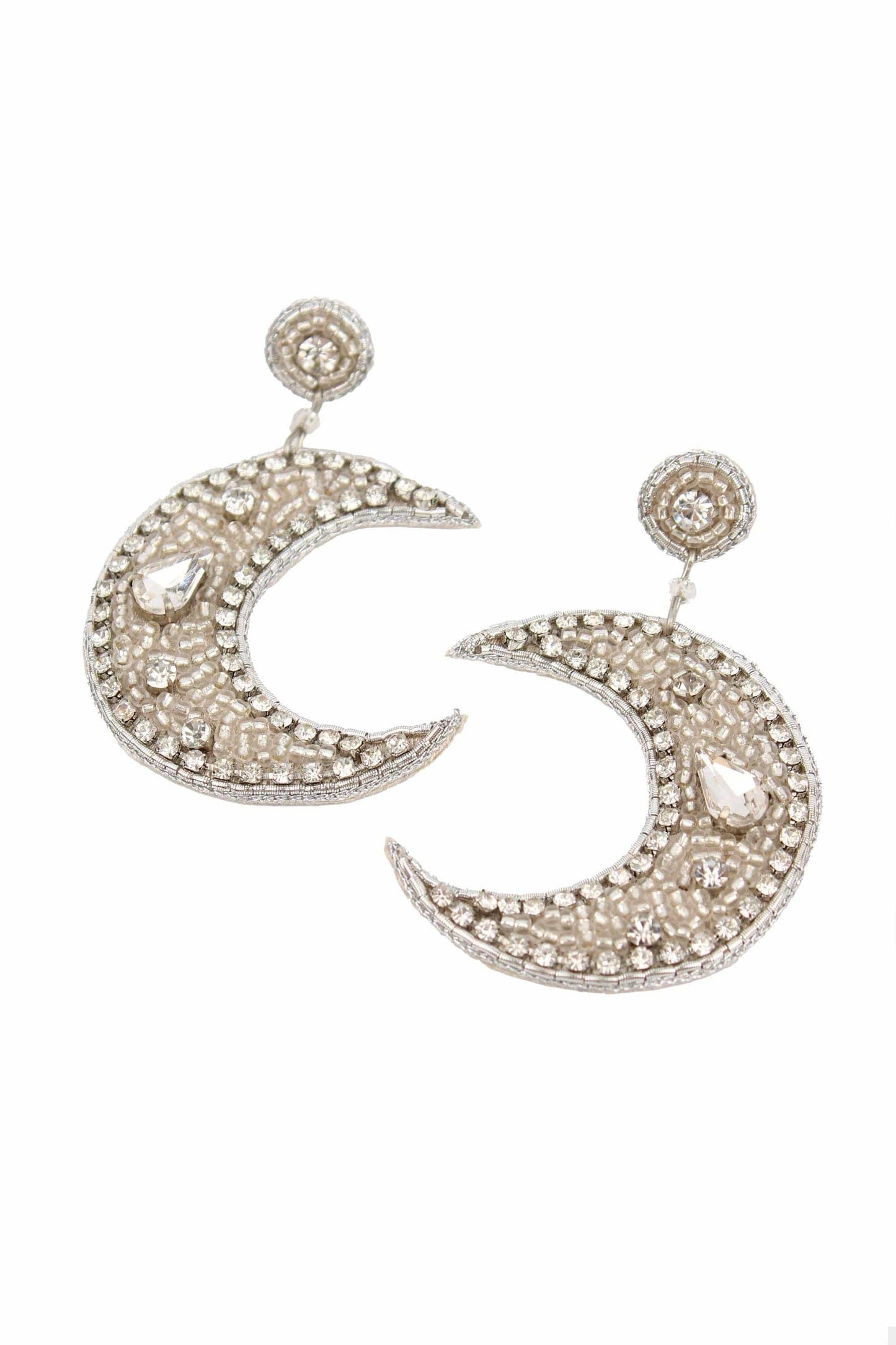 My Doris Earrings SILVER MOON BEADED EARRINGS