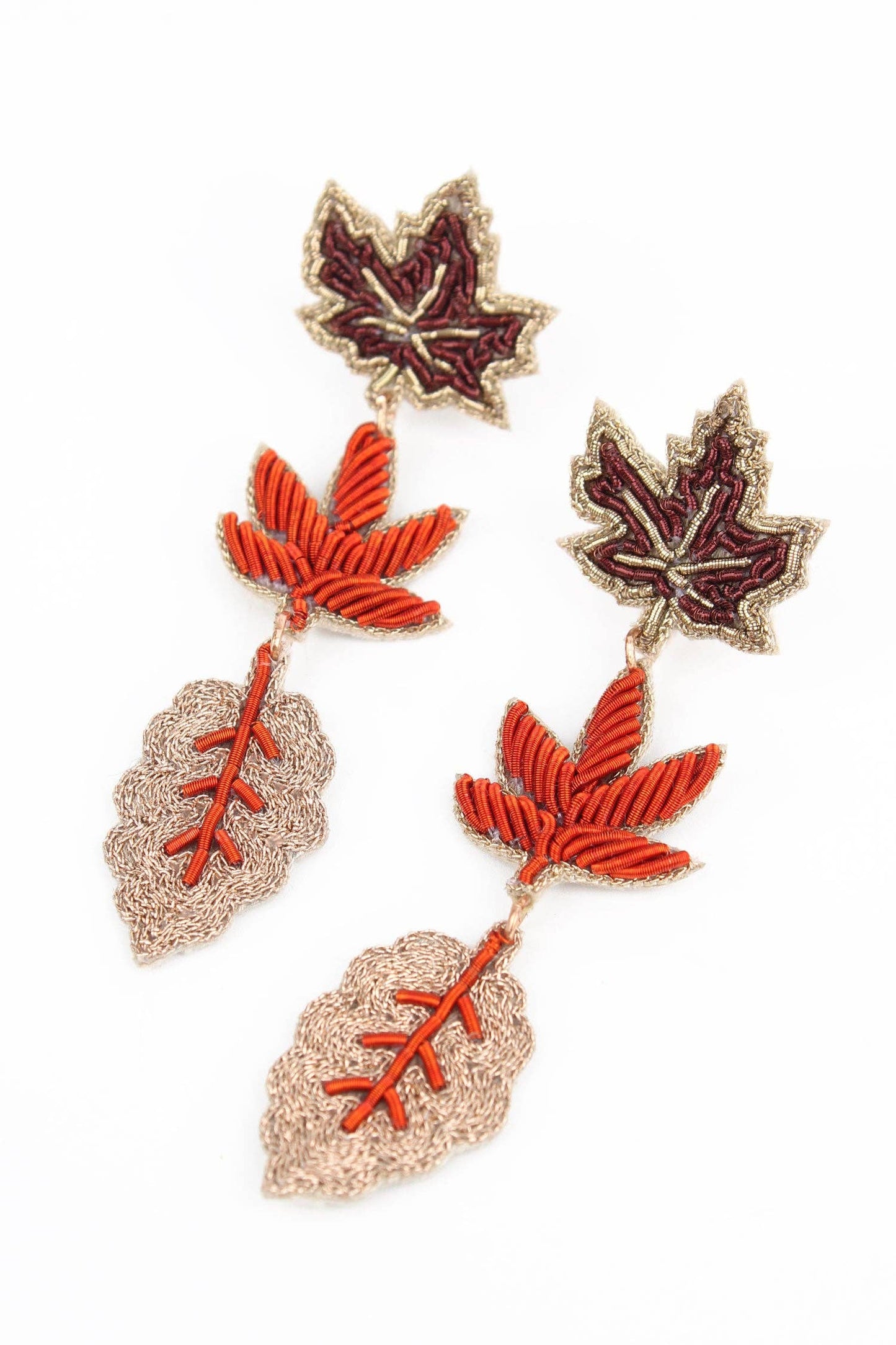 My Doris Earrings TRIPLE ORANGE LEAF EARRINGS
