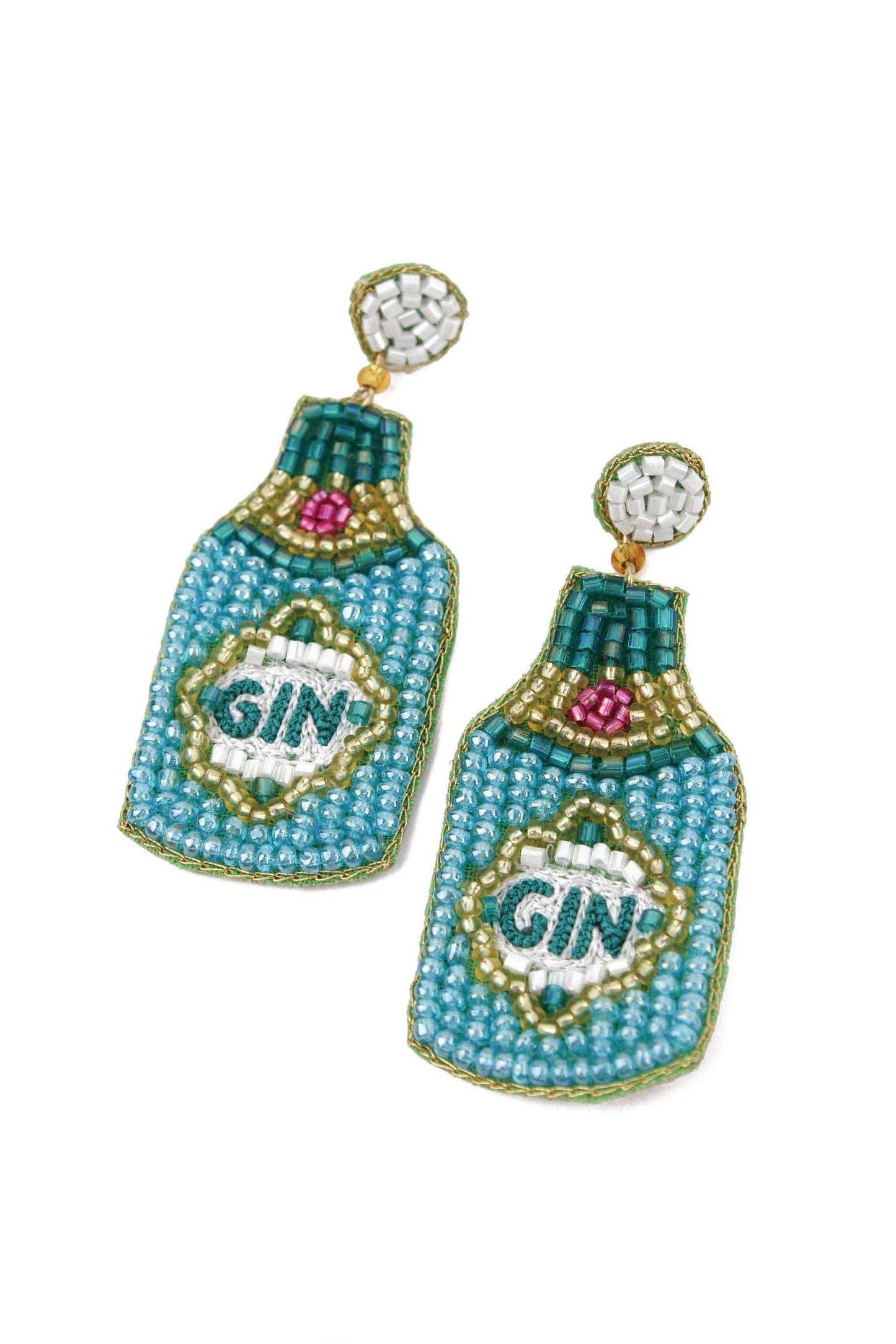 My Doris GIN BOTTLE BEADED EARRINGS