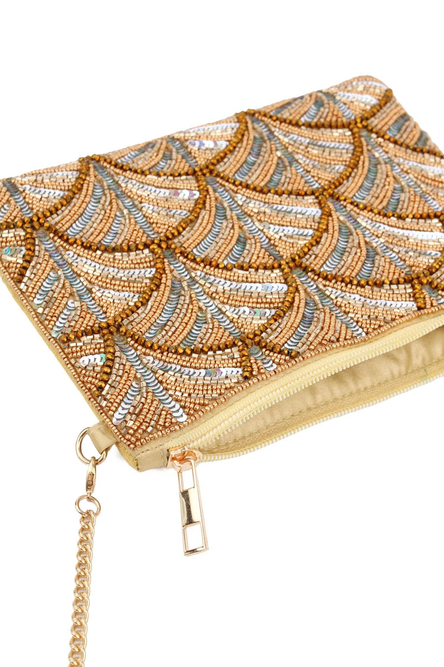 My Doris GOLD & SILVER BEADED SWIRL BAG