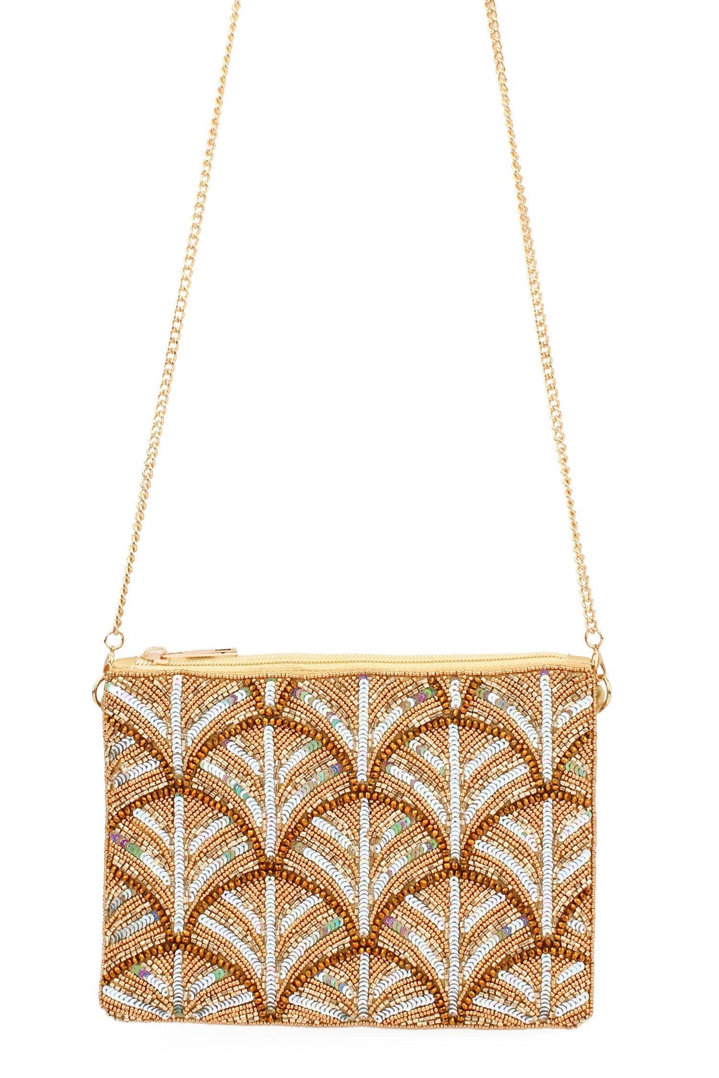 My Doris GOLD & SILVER BEADED SWIRL BAG