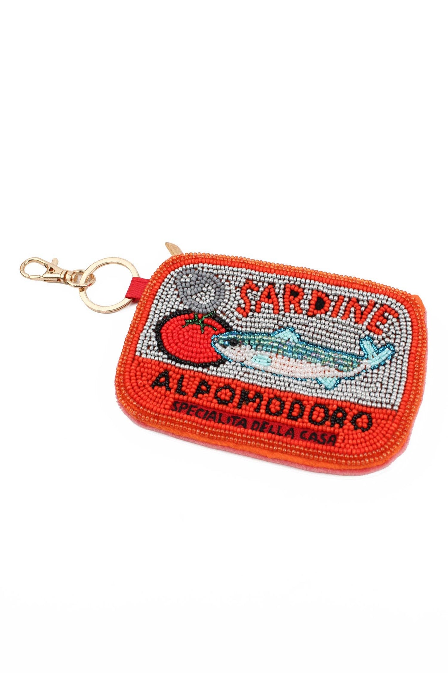 My Doris Keyrings SARDINE AND TOMATO BEADED KEYRING POUCH