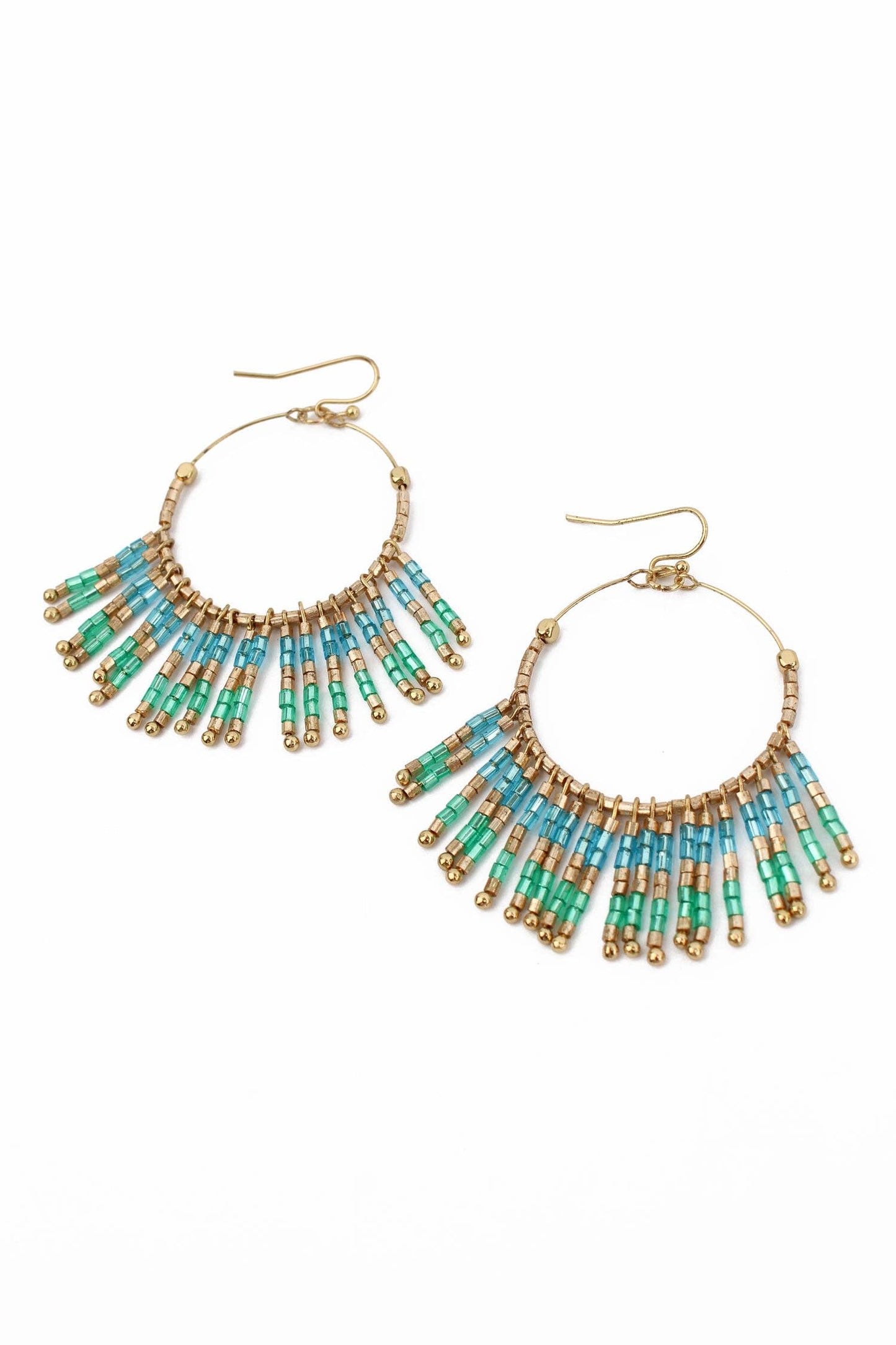 My Doris MINT AND BLUE TASSEL BEADED EARRINGS