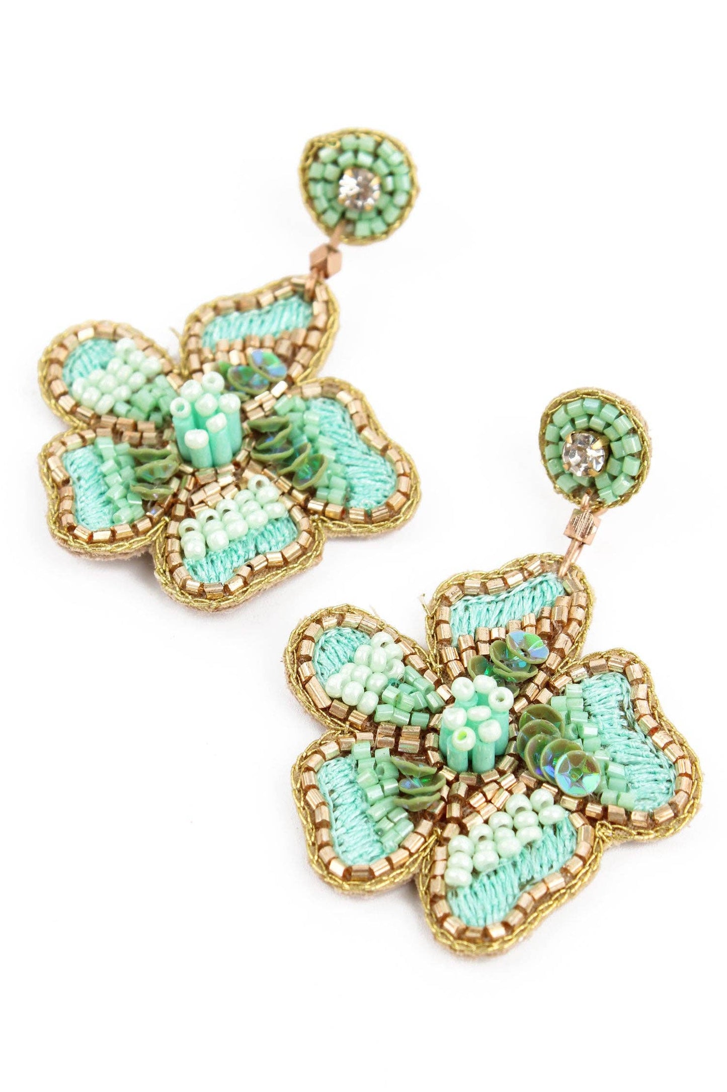 My Doris MINT GREEN FLOWER EARRING