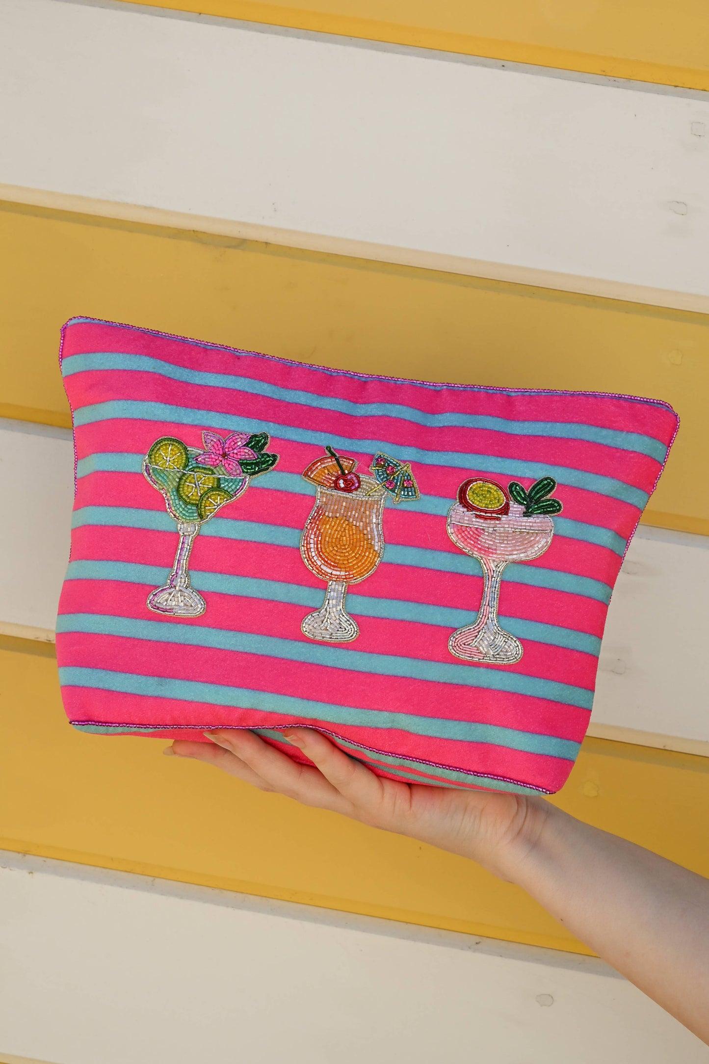 My Doris MULTI COCKTAIL LARGE POUCH ON STRIPE