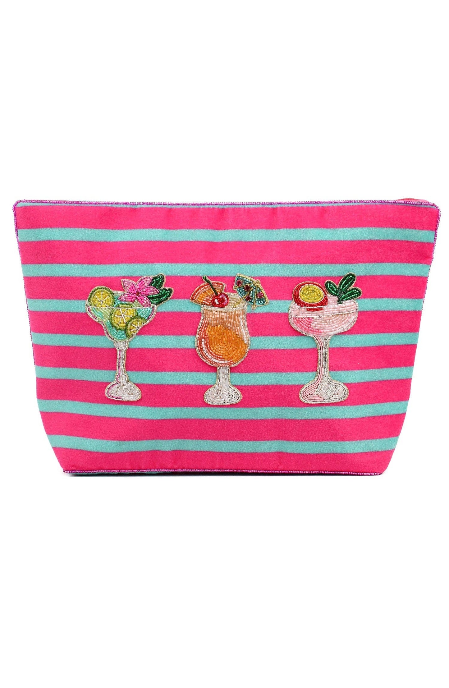 My Doris MULTI COCKTAIL LARGE POUCH ON STRIPE