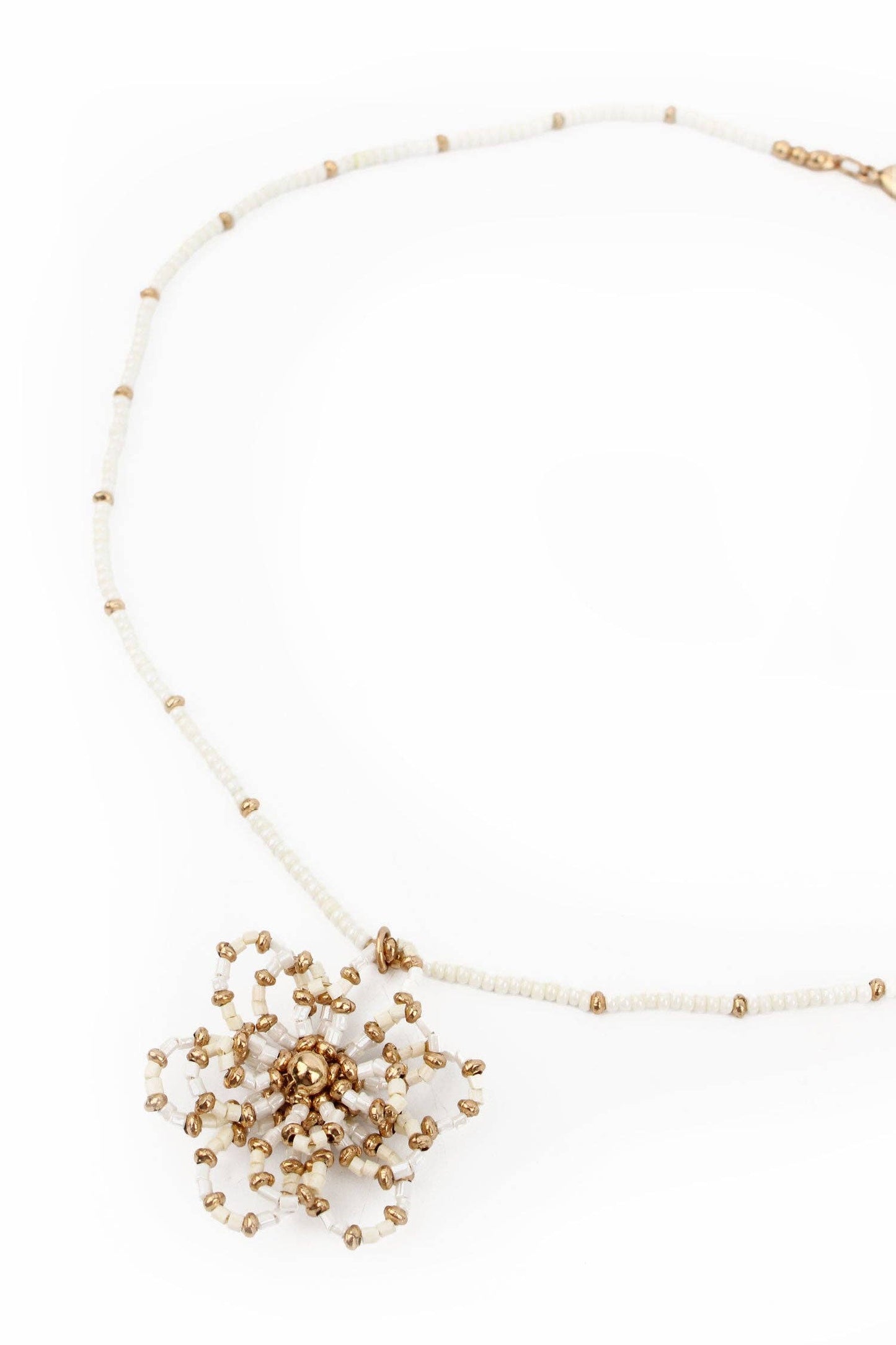 My Doris Necklaces CREAM FLOWER BEADED NECKLACE