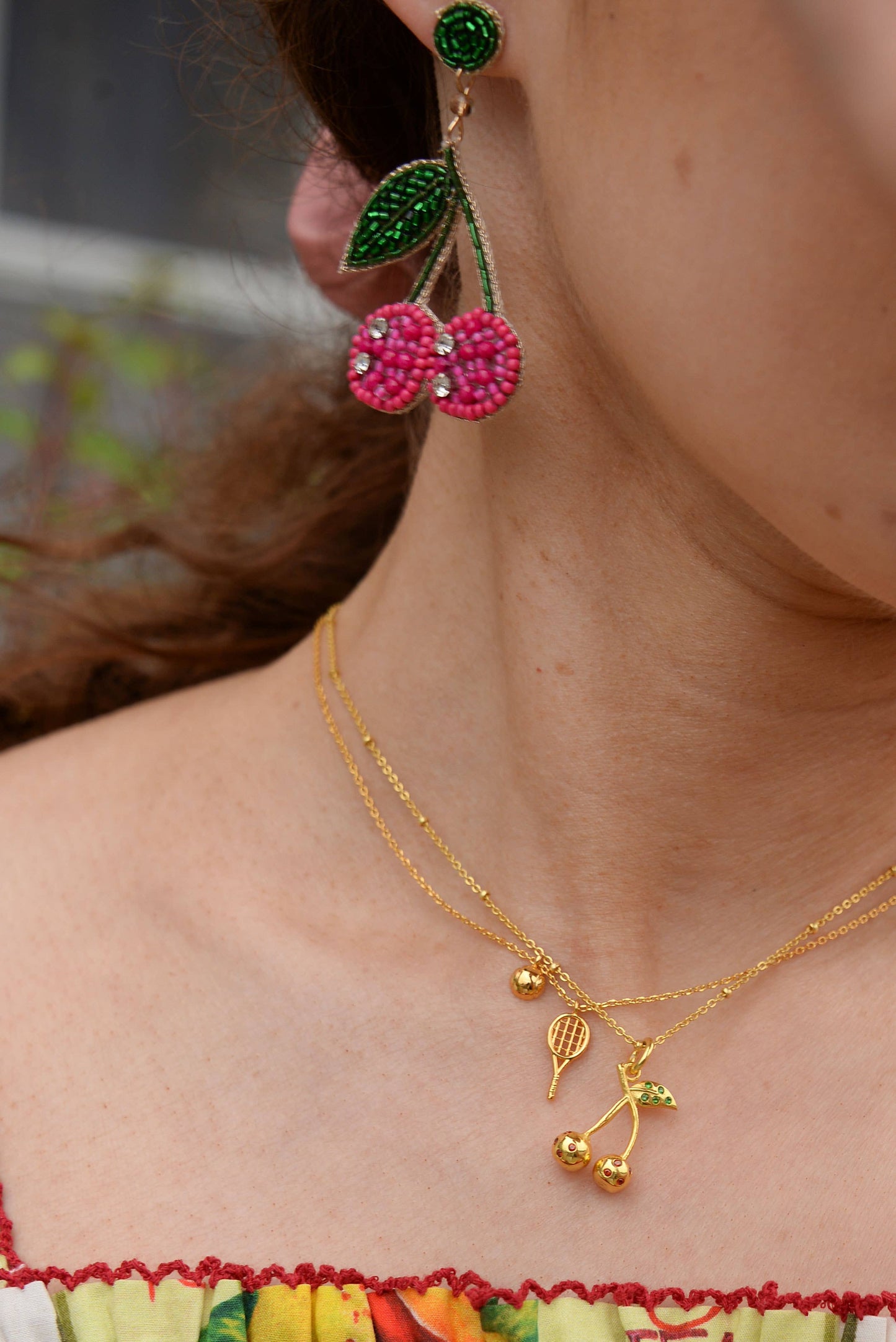 My Doris Necklaces TENNIS RACKET AND BALL NECKLACE