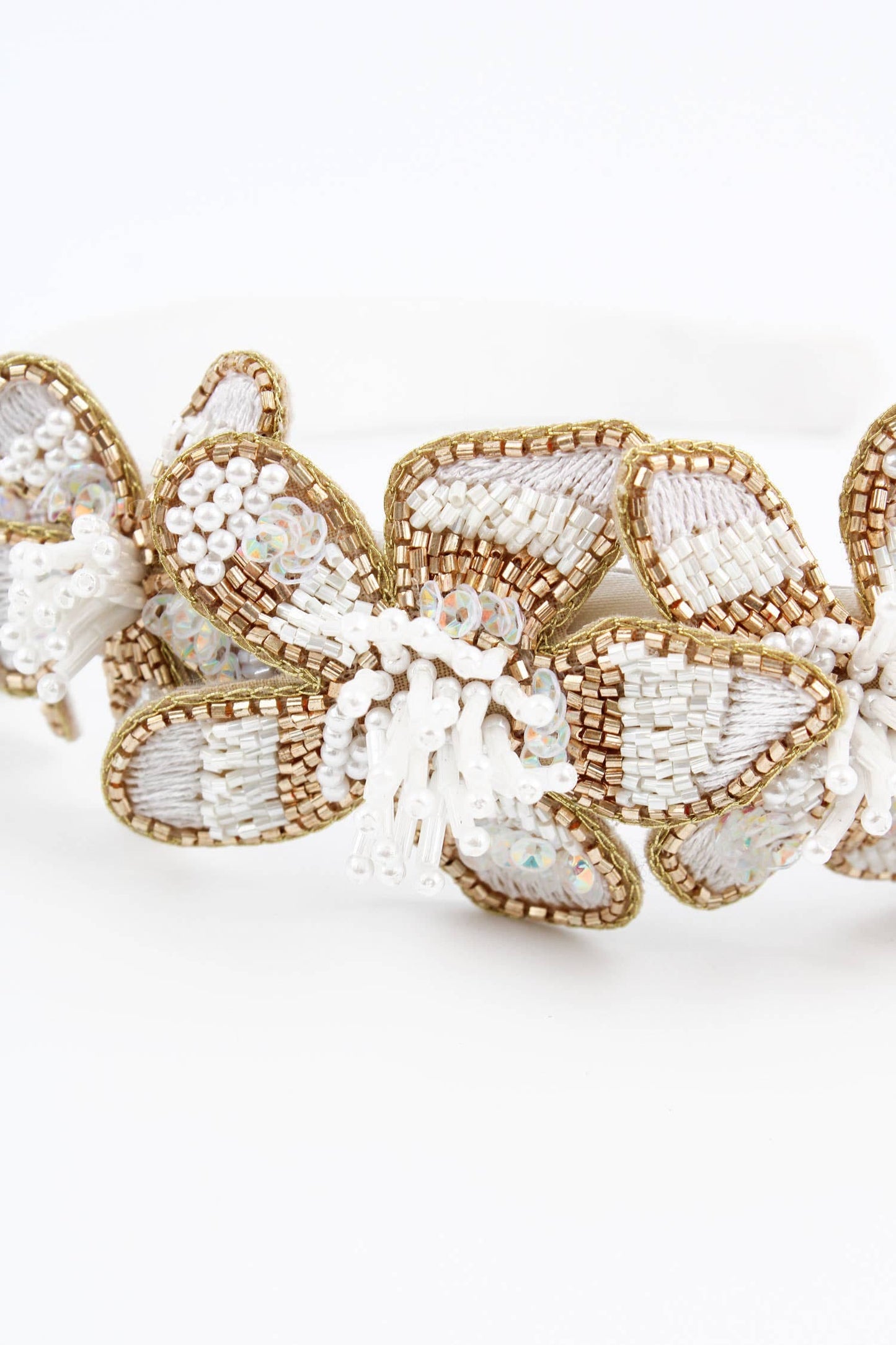 My Doris PEARL WHITE FLOWER HEADBAND