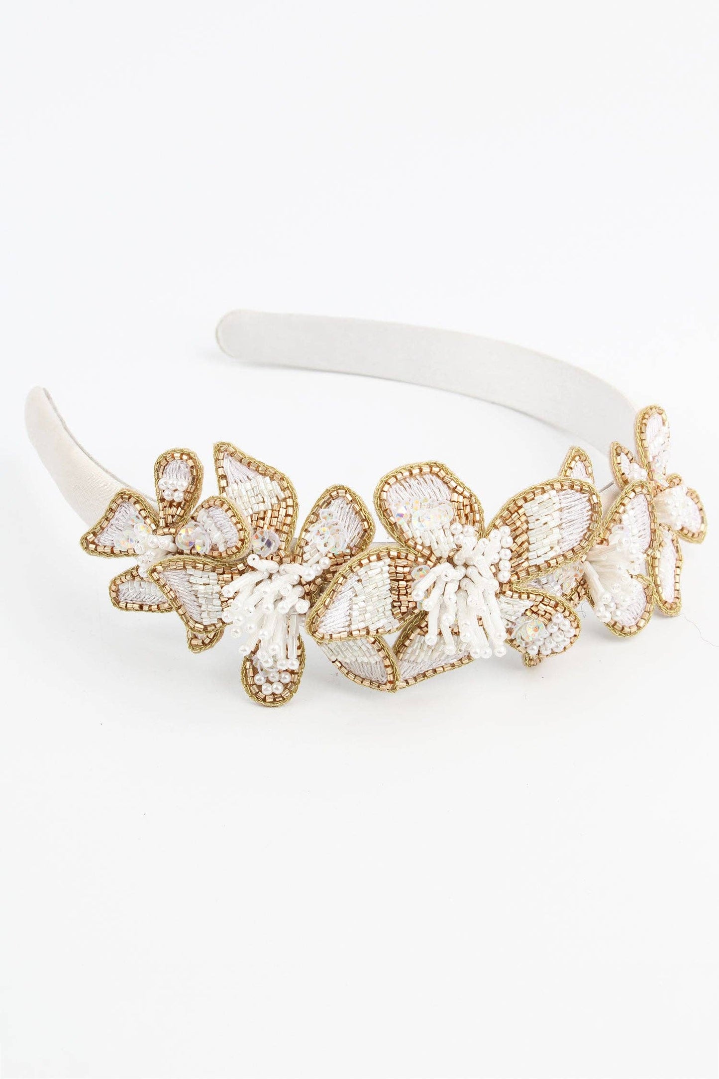 My Doris PEARL WHITE FLOWER HEADBAND