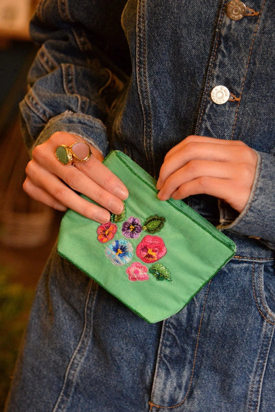 My Doris Toiletry & Cosmetic Bags Pansy Small Purse in Mint Green