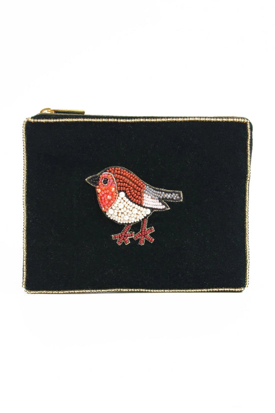 My Doris Toiletry & Cosmetic Bags Small Dark Green Robin Velvet Pouch