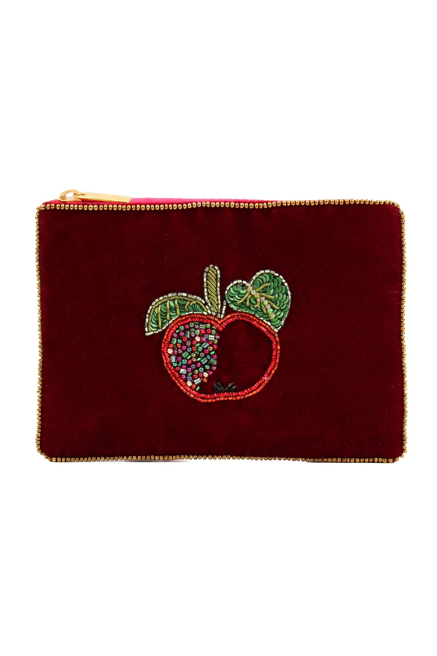 My Doris Wallets APPLE ON DARK RED SMALL POUCH