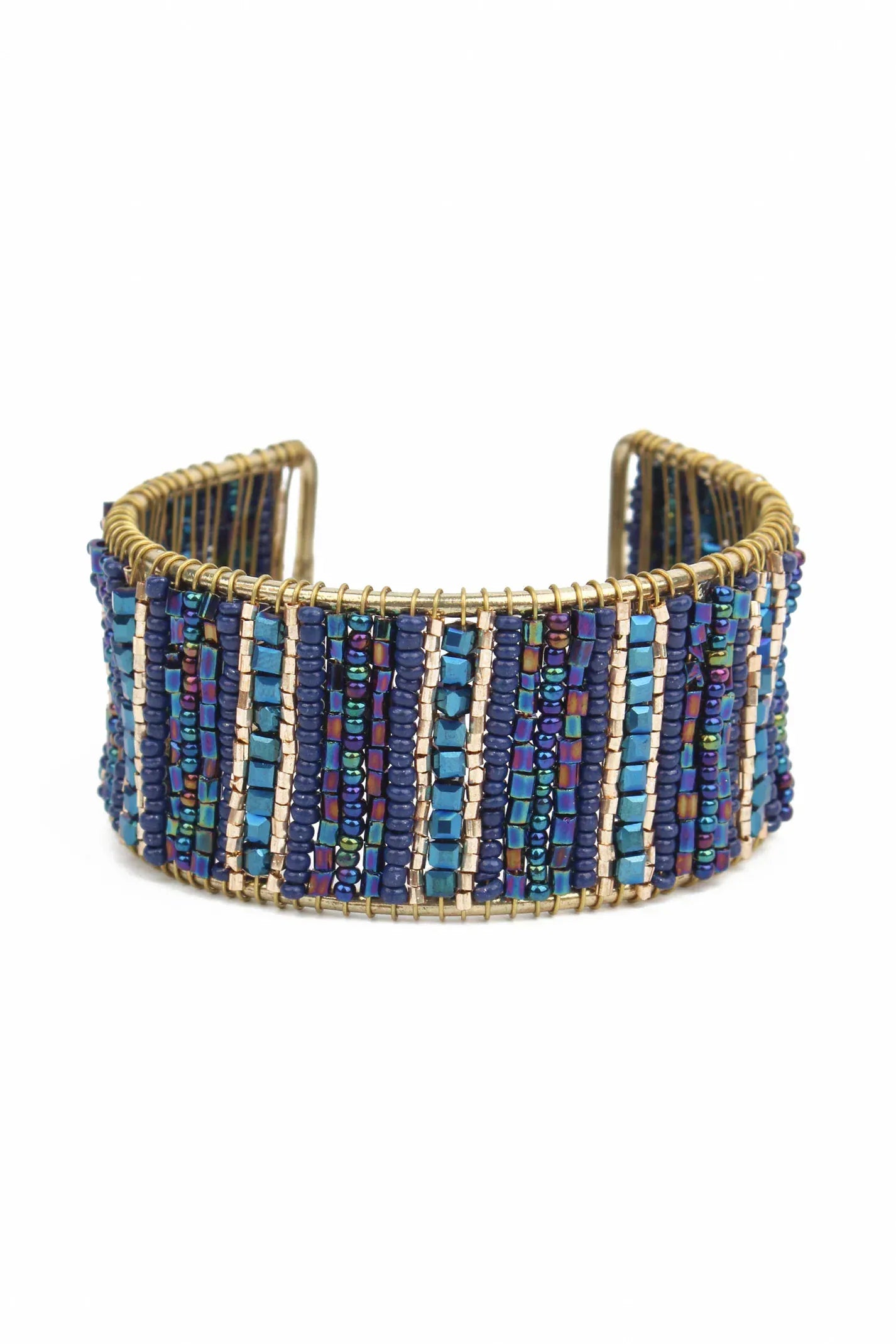 My Doris Wrapped Beaded Cuff Bracelet in Blue