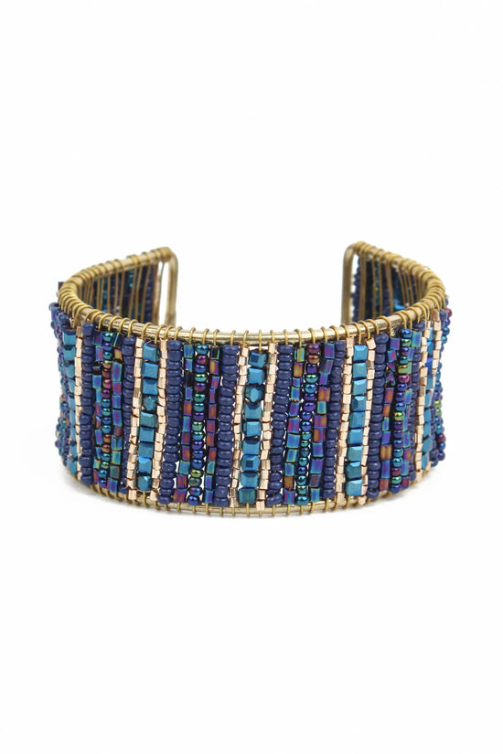 My Doris Wrapped Beaded Cuff Bracelet in Blue