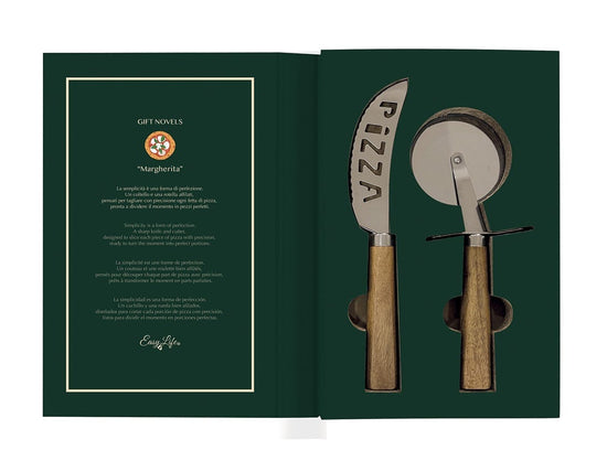 My Gifts Trade Gifts 2-piece Pizza Set - Pizza Knife + Pizza Cutter In Gift Novel Gift Box