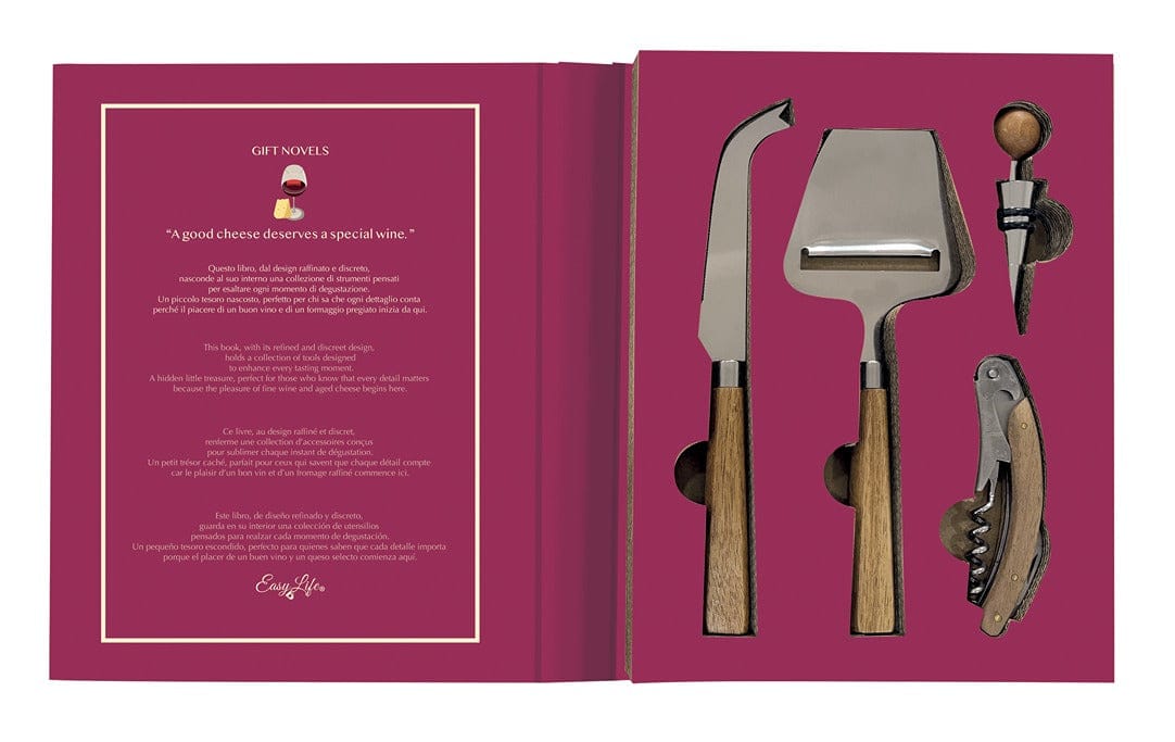 My Gifts Trade Gifts 4-piece Set - Knife + Cheese Slicer + Bottle Opener + Stopper In Gift Novel Gift Box