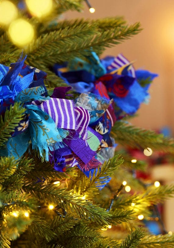 Namaste Room Decor Recycled Sari Eco Tinsel/Garland - Blue