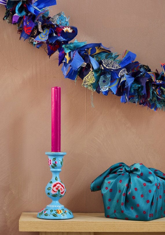 Namaste Room Decor Recycled Sari Eco Tinsel/Garland - Blue