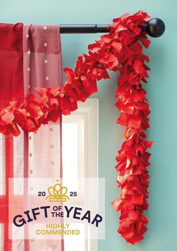 Namaste Room Decor Recycled Sari Eco Tinsel/Garland - Red
