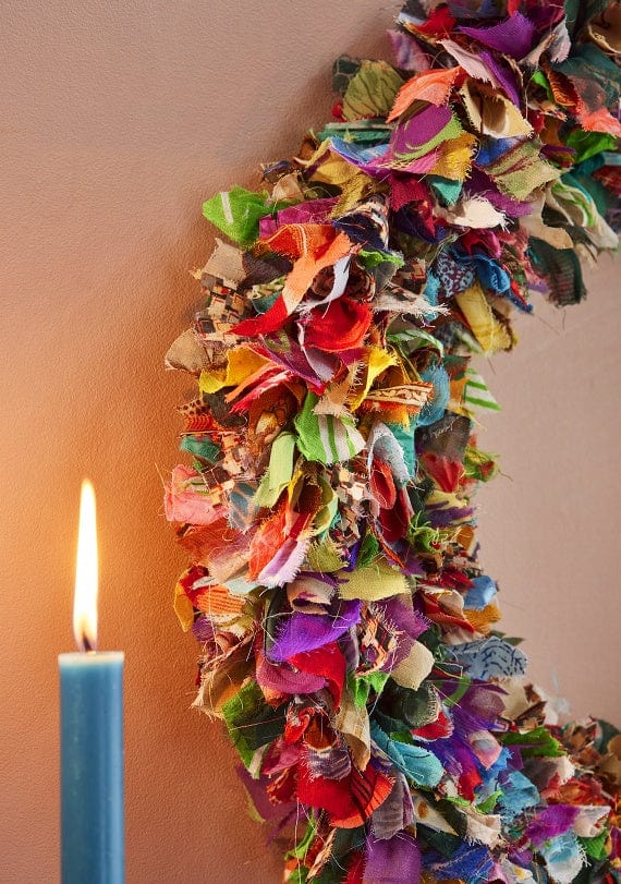 Namaste Room Decor Recycled Sari Wreath Multicolour Large