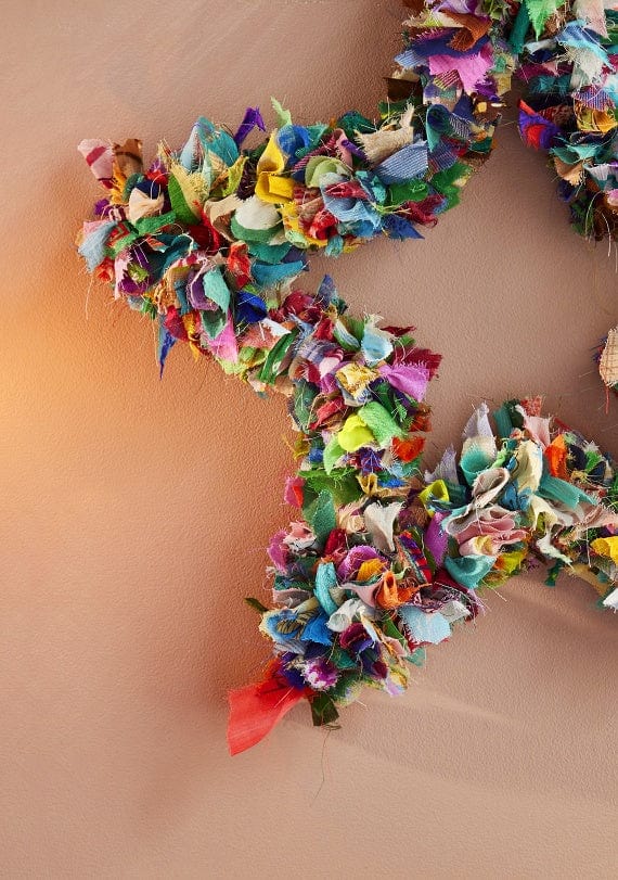 Namaste Room Decor Recycled Sari Wreath Multicolour Star