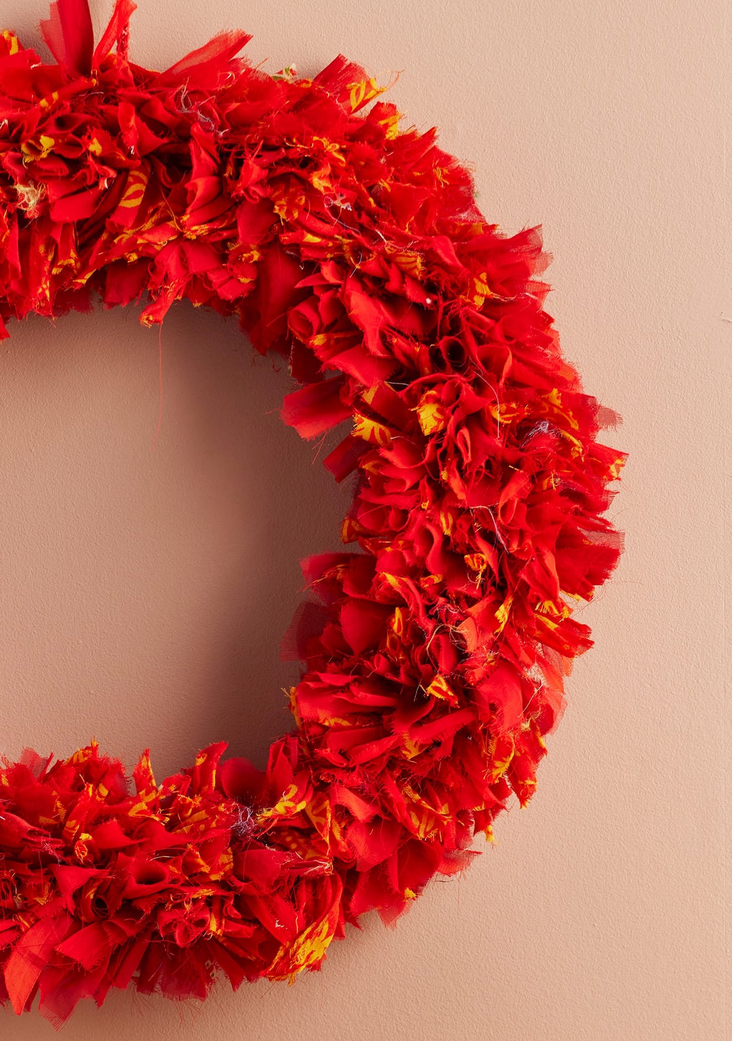 Namaste Wreaths Recycled Sari Large Red Wreath