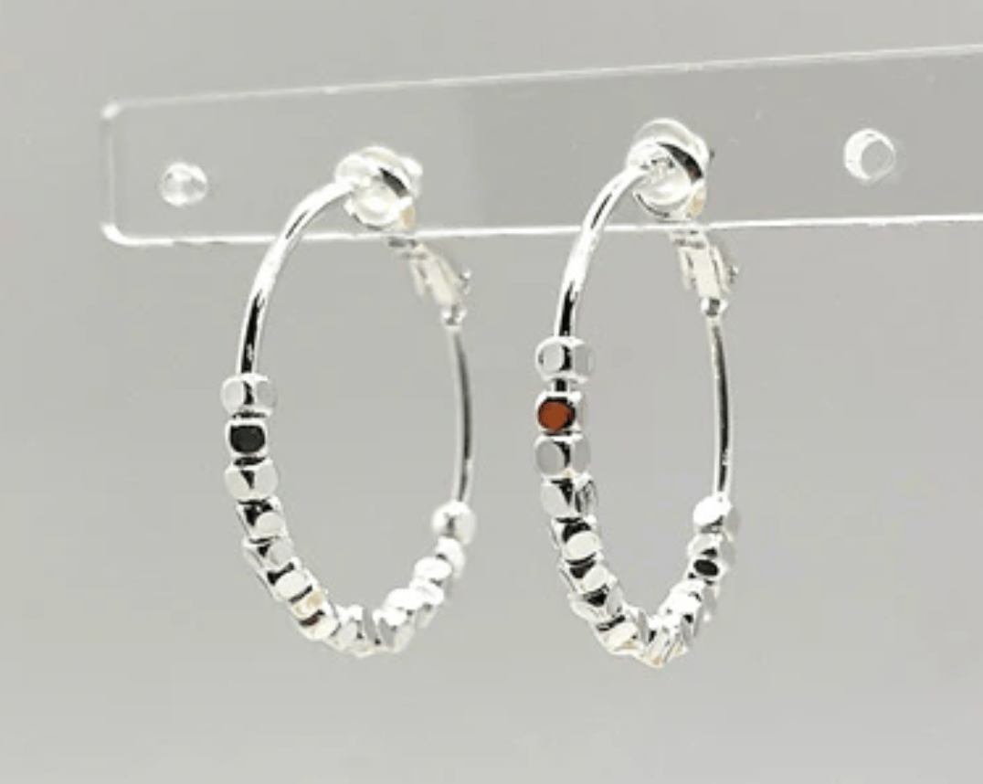 NELLIE&DOVE Beaded Hoop Earrings - Silver